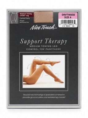 Nice Touch Support Therapy size A Leg Toning Control Top Pantyhose Driftwood